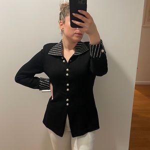 *VINTAGE* St. John Evening by Marie Gray Studded Rhinestones Collar Cardigan